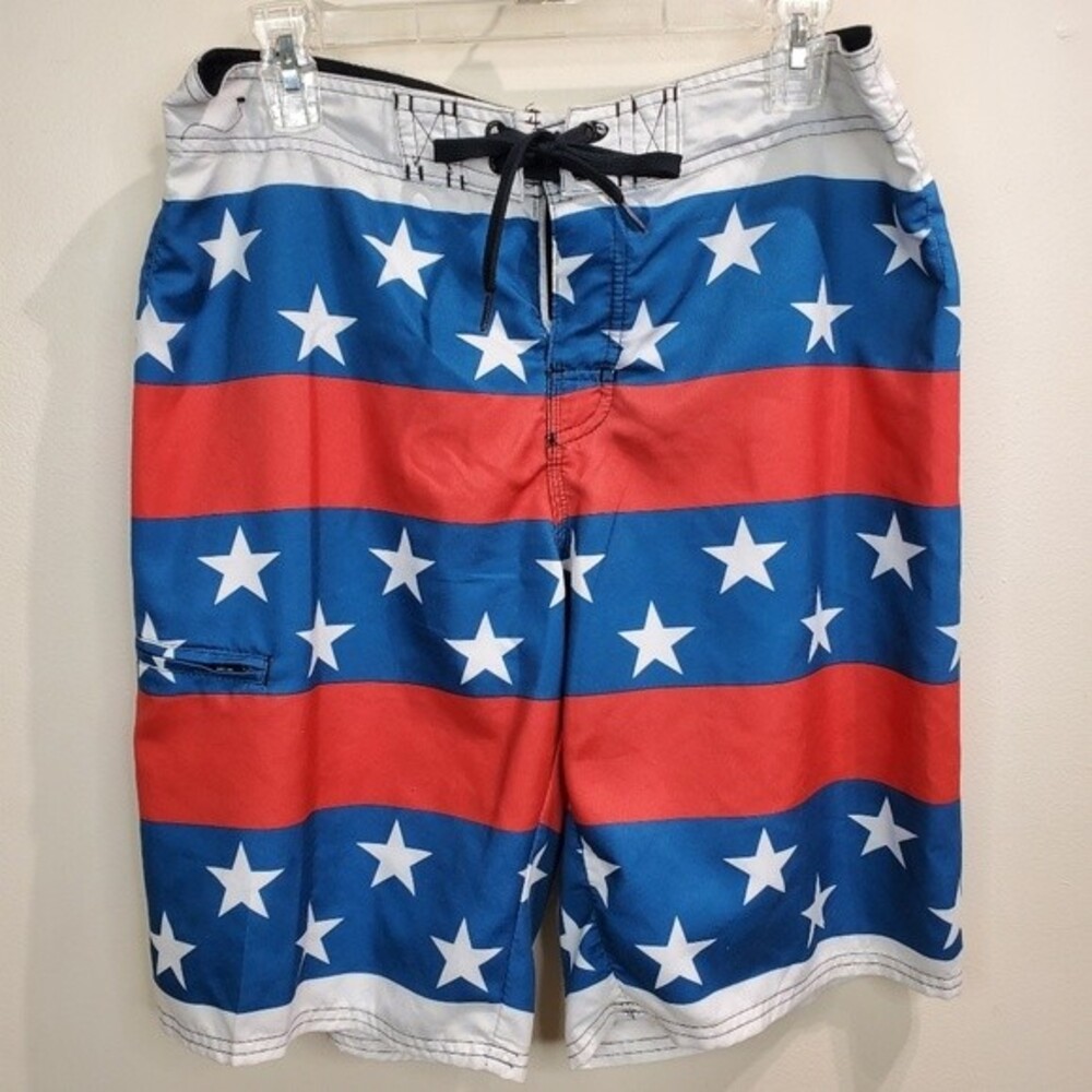 Hang Ten board shorts patriotic flag size 32